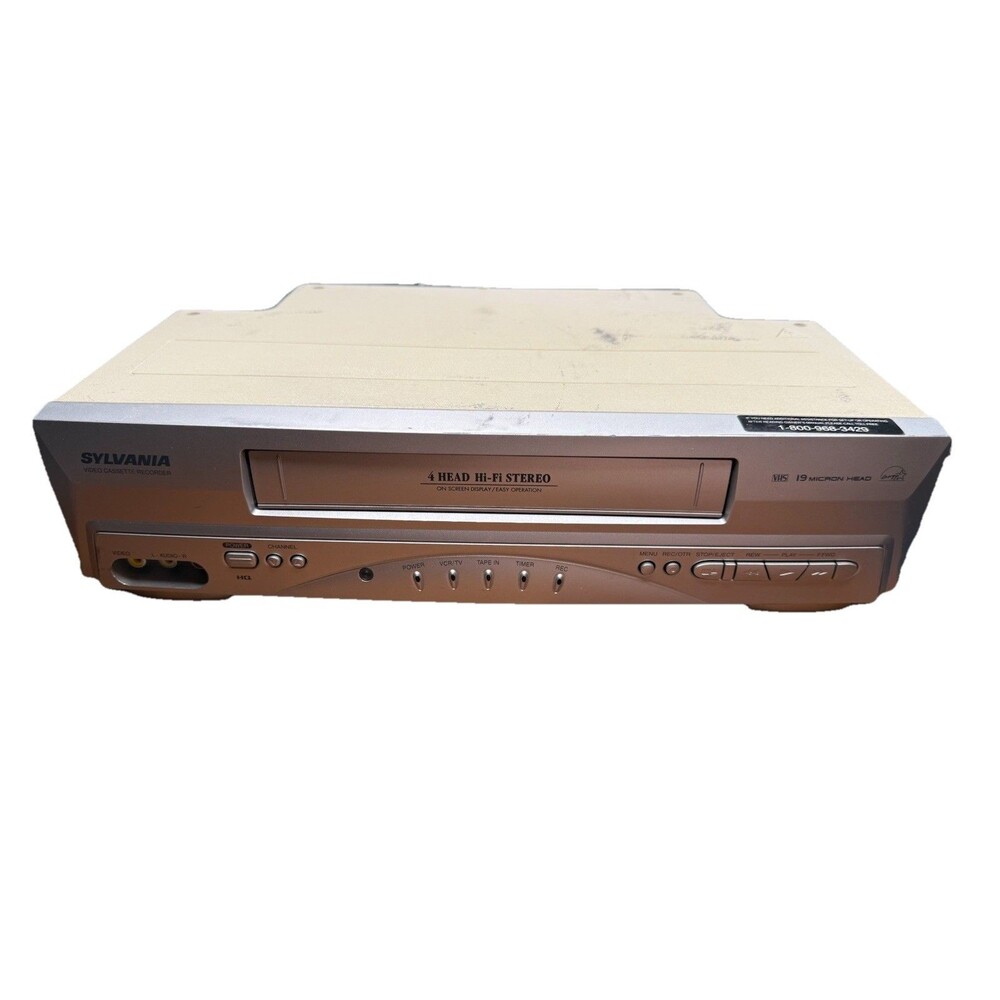 Sylvania SSV6003 VCR 4 Head Hi-Fi Stereo 19 Micron Head  Tested Works No Remote